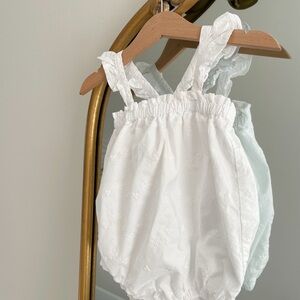 White Baby Romper with Floral Embroidery
